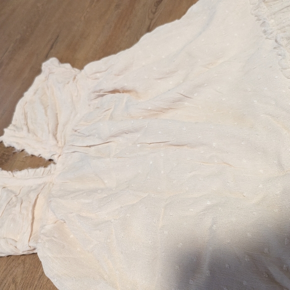 Halter Tie Back Cream Dotted Dress - Picture 3 of 4